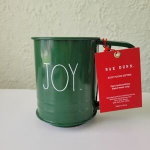 Rae Dunn JOY Christmas 3 Cup Flour Sifter Green Metal New